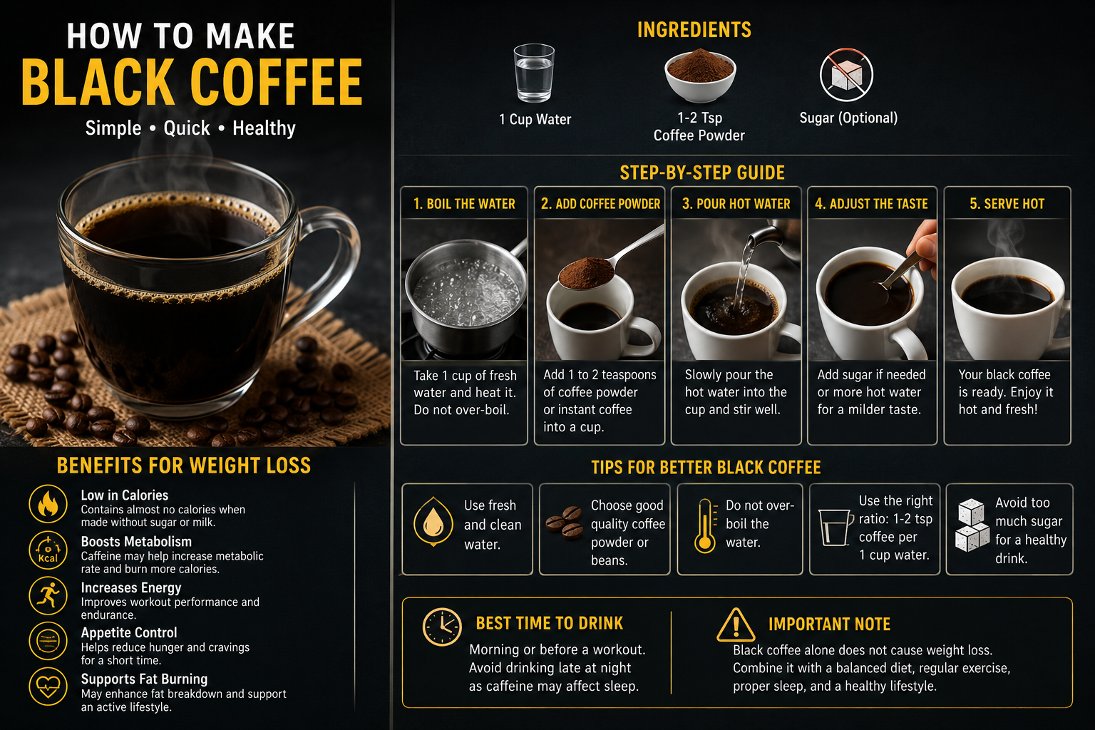 How to Make Black Coffee at Home | Easy Black Coffee Recipe